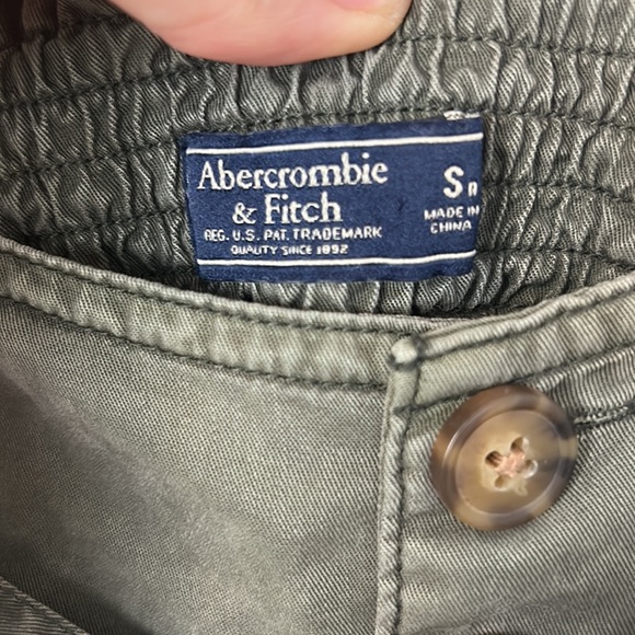 Abercrombie & Fitch Womens Green Paperbag Pants High Waist Tie Front Pockets - Picture 4 of 5